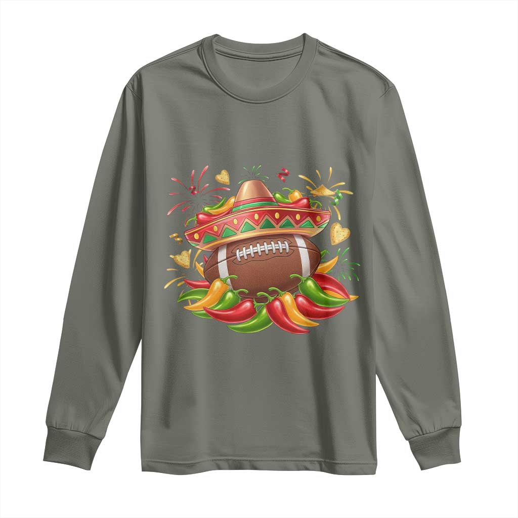 Funny Cinco De Mayo Football Long Sleeve Shirt Mexican Fiesta Party TS12 Military Green Print Your Wear