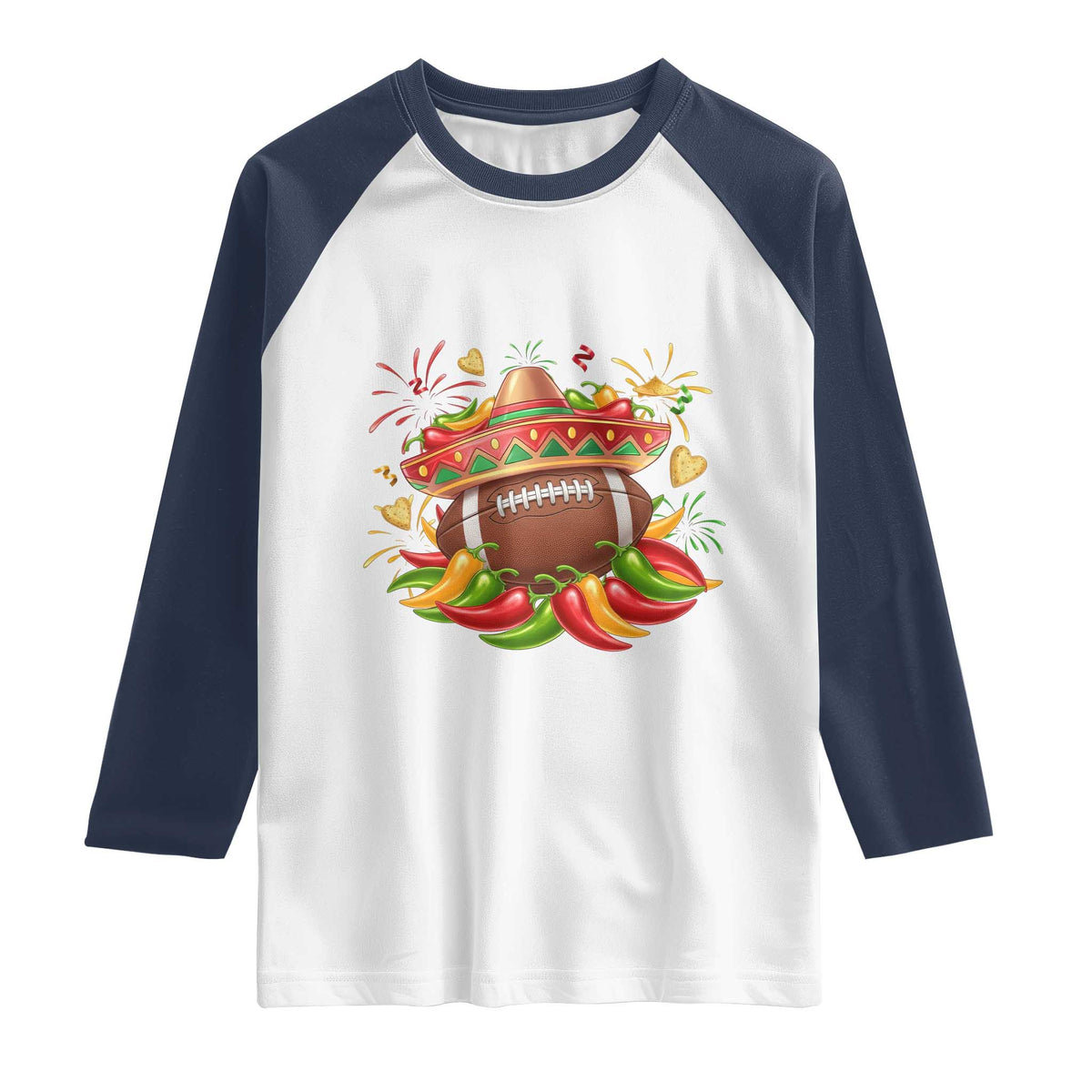 Funny Cinco De Mayo Football Raglan Shirt Mexican Fiesta Party TS12 White Navy Print Your Wear