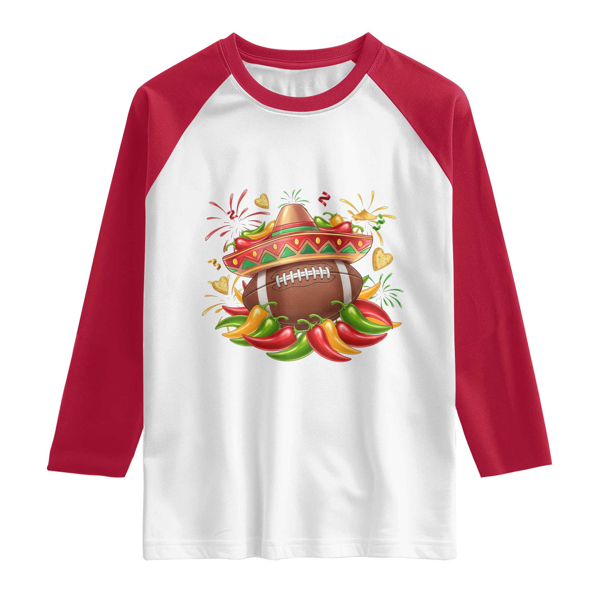 Funny Cinco De Mayo Football Raglan Shirt Mexican Fiesta Party TS12 White Red Print Your Wear