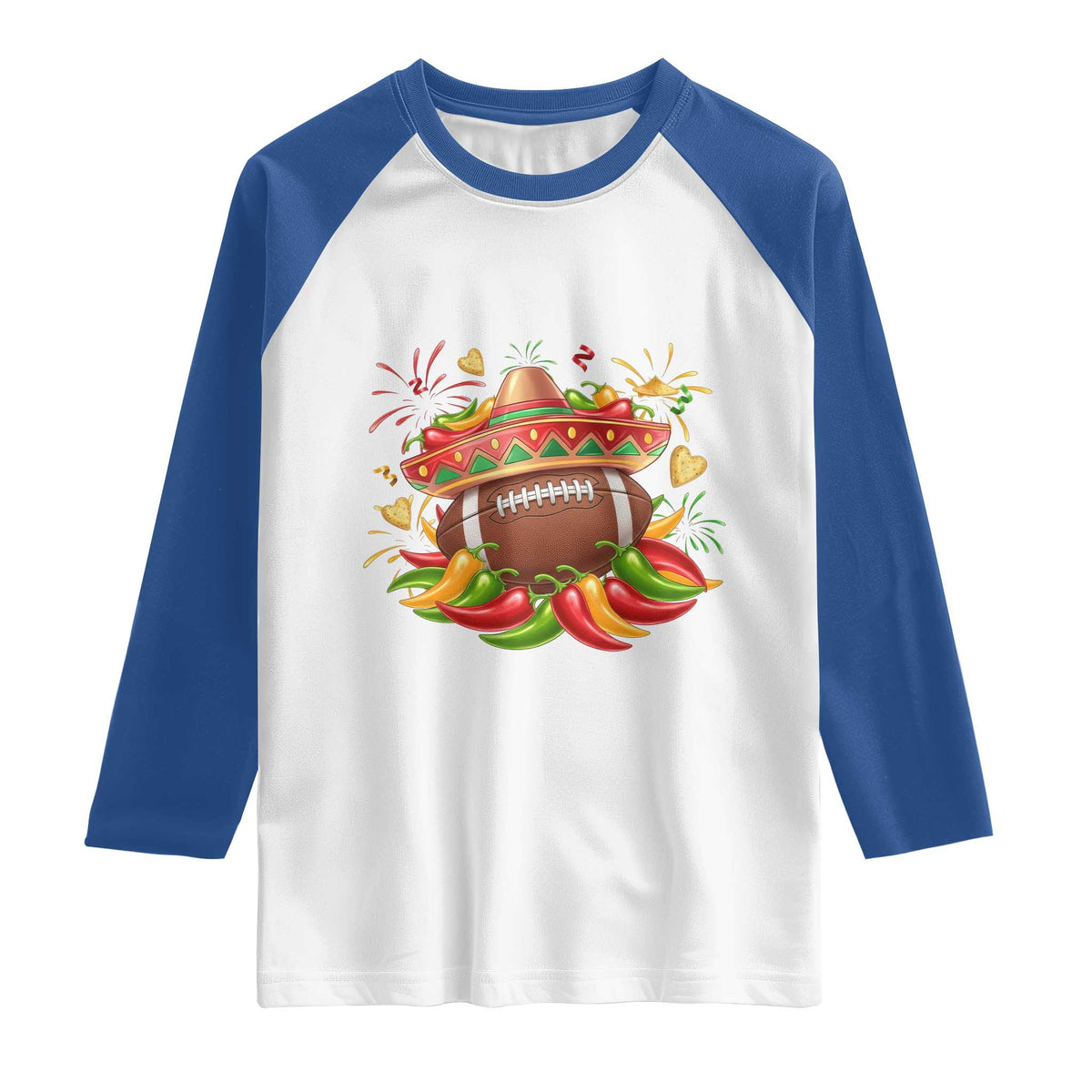 Funny Cinco De Mayo Football Raglan Shirt Mexican Fiesta Party TS12 White Royal Print Your Wear