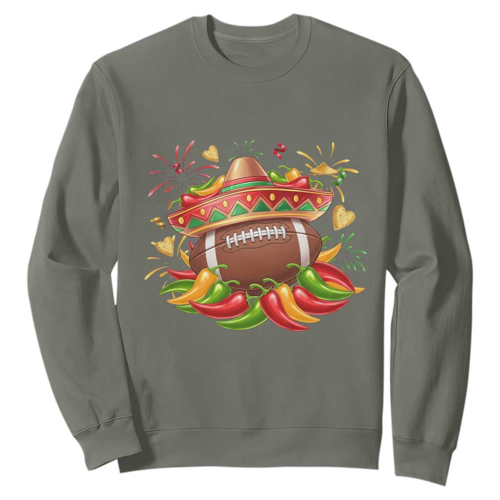 Funny Cinco De Mayo Football Sweatshirt Mexican Fiesta Party TS12 Military Green Print Your Wear
