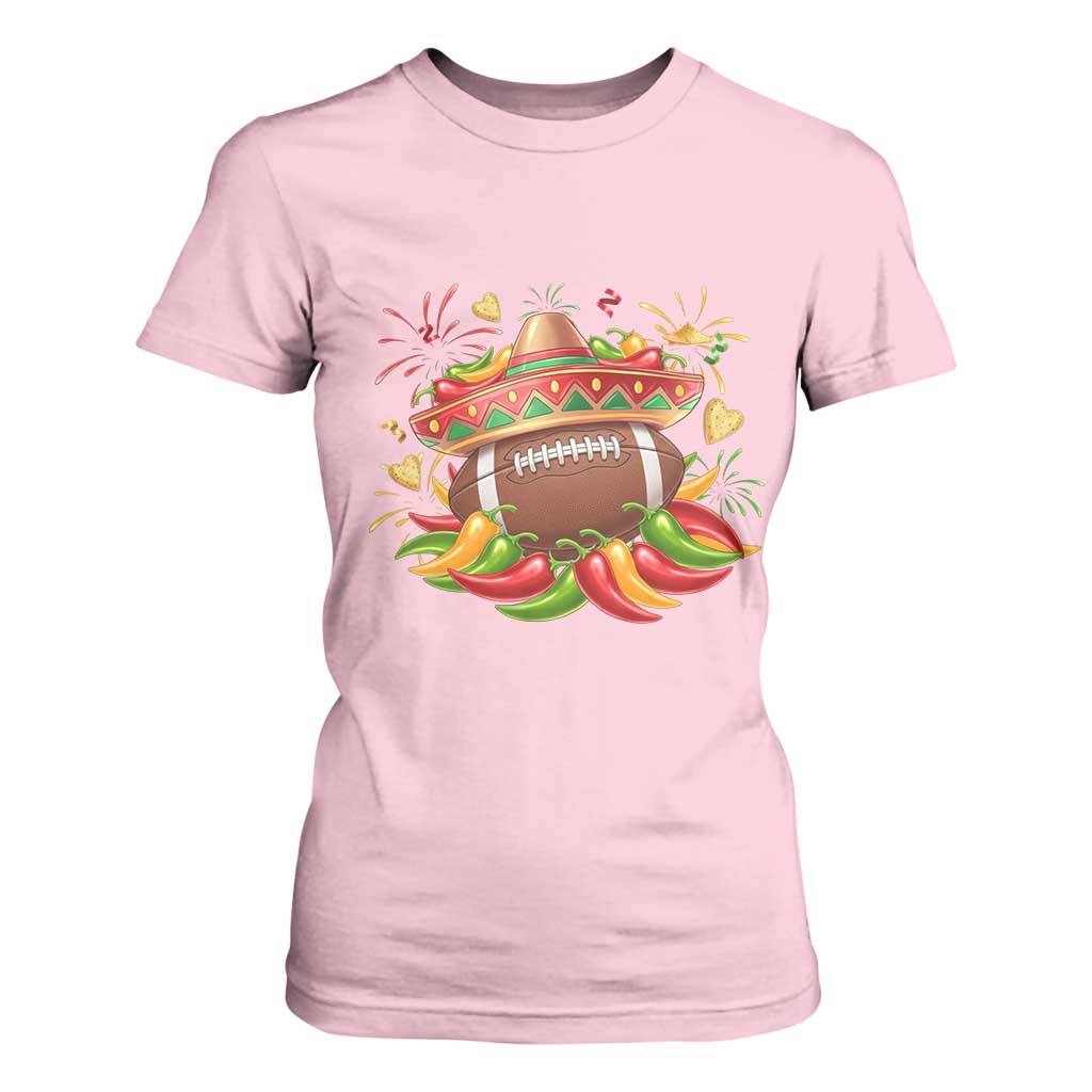 Funny Cinco De Mayo Football T Shirt For Women Mexican Fiesta Party TS12 Light Pink Print Your Wear