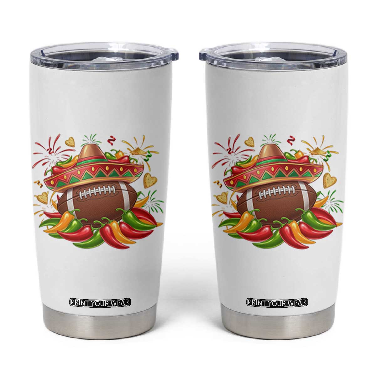 Funny Cinco De Mayo Football Tumbler Cup Mexican Fiesta Party TS12 White Print Your Wear