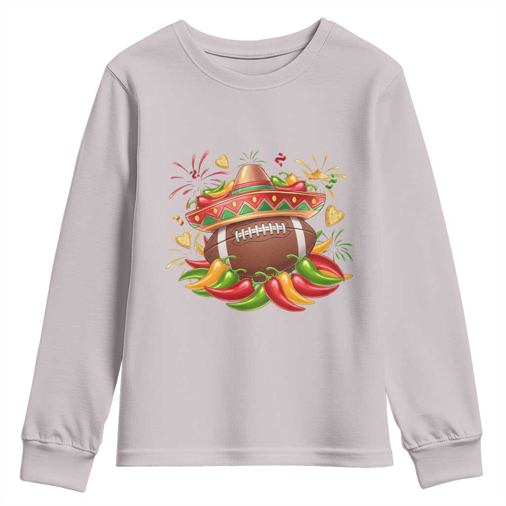 Funny Cinco De Mayo Football Youth Sweatshirt Mexican Fiesta Party TS12 Ice Gray Print Your Wear