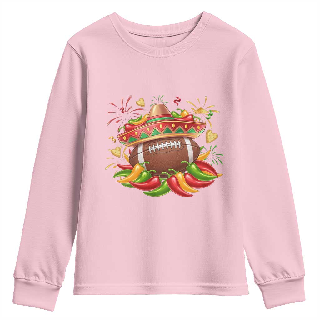 Funny Cinco De Mayo Football Youth Sweatshirt Mexican Fiesta Party TS12 Light Pink Print Your Wear