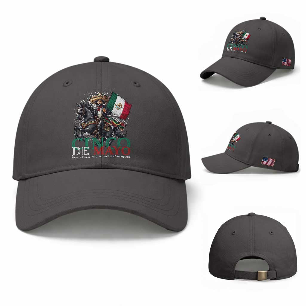 Cinco De Mayo Battle Of Puebla Baseball Cap Historical Mexican Heritage TS12 Baseball Cap Universal Fit Dark Gray Print Your Wear