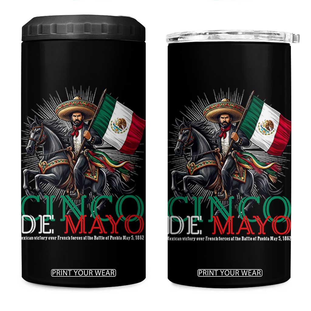 Cinco De Mayo Battle Of Puebla 4 in 1 Can Cooler Tumbler Historical Mexican Heritage TS12 One Size: 16 oz Black Print Your Wear