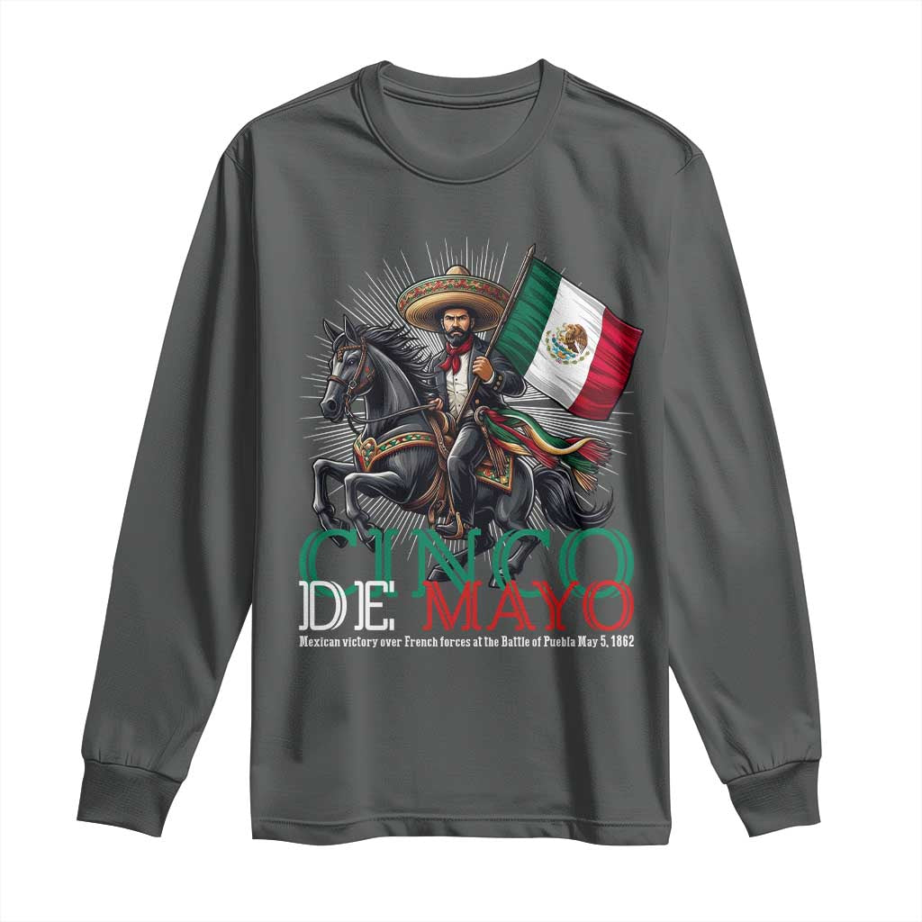 Cinco De Mayo Battle Of Puebla Long Sleeve Shirt Historical Mexican Heritage TS12 Dark Heather Print Your Wear