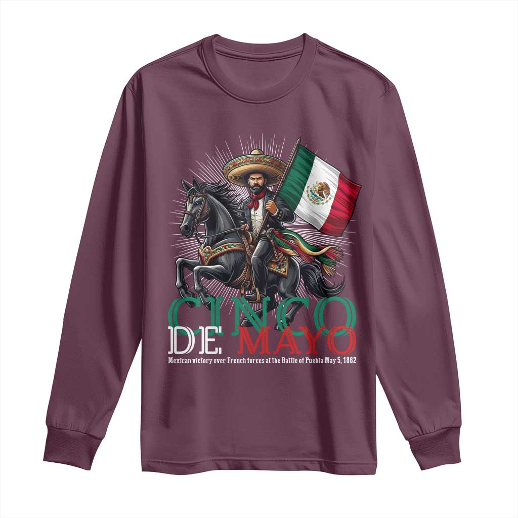 Cinco De Mayo Battle Of Puebla Long Sleeve Shirt Historical Mexican Heritage TS12 Maroon Print Your Wear