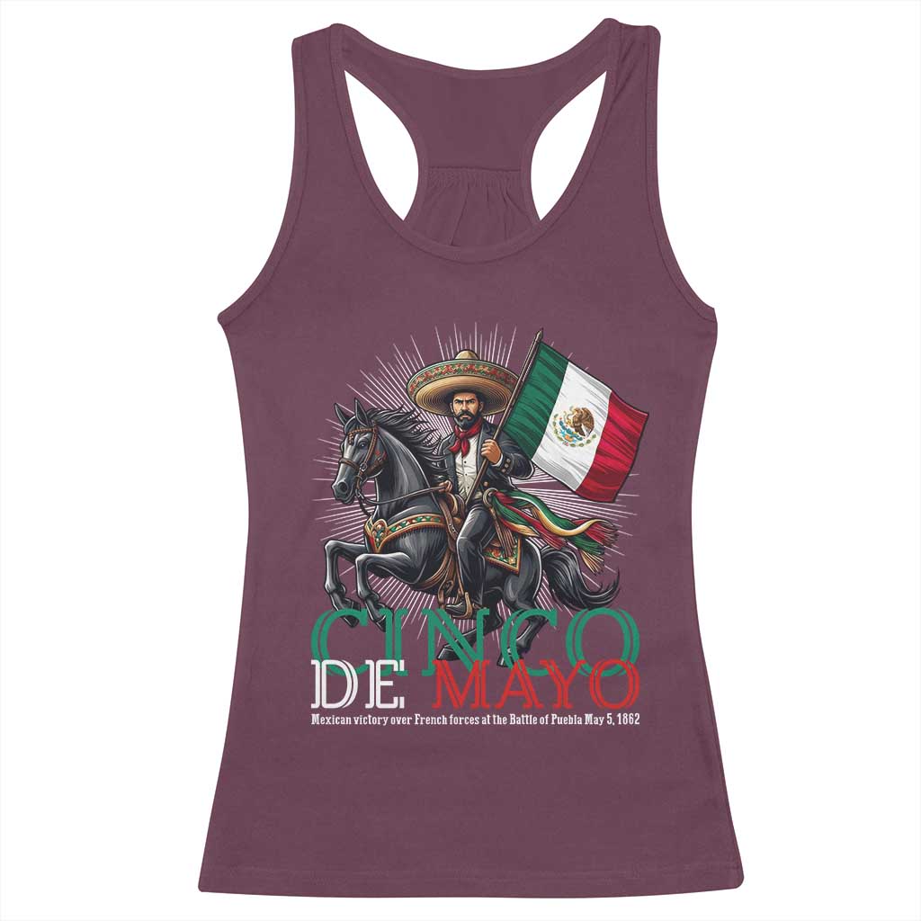 Cinco De Mayo Battle Of Puebla Racerback Tank Top Historical Mexican Heritage TS12 Maroon Print Your Wear