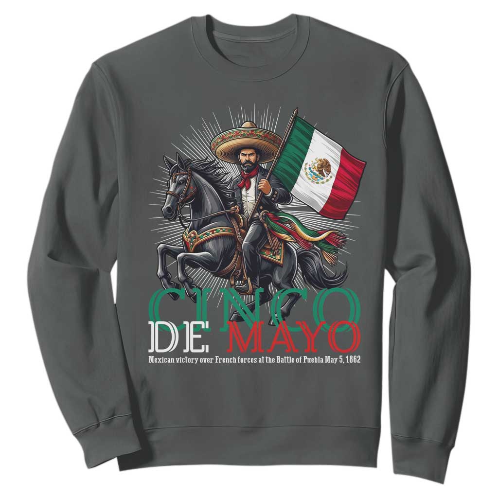 Cinco De Mayo Battle Of Puebla Sweatshirt Historical Mexican Heritage TS12 Dark Heather Print Your Wear