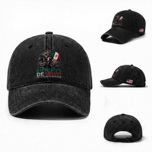 Cinco De Mayo Battle Of Puebla Washed Cotton Baseball Cap Historical Mexican Heritage TS12 Washed Cap Universal Fit Black Print Your Wear