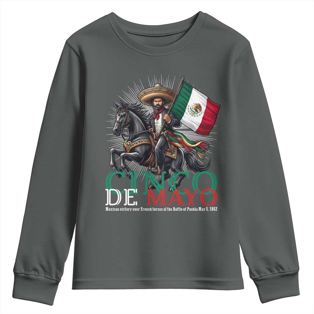 Cinco De Mayo Battle Of Puebla Youth Sweatshirt Historical Mexican Heritage TS12 Dark Heather Print Your Wear