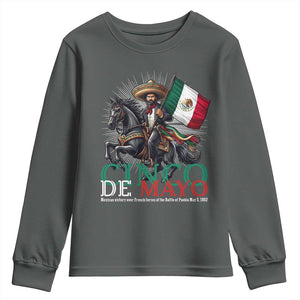 Cinco De Mayo Battle Of Puebla Youth Sweatshirt Historical Mexican Heritage TS12 Dark Heather Print Your Wear