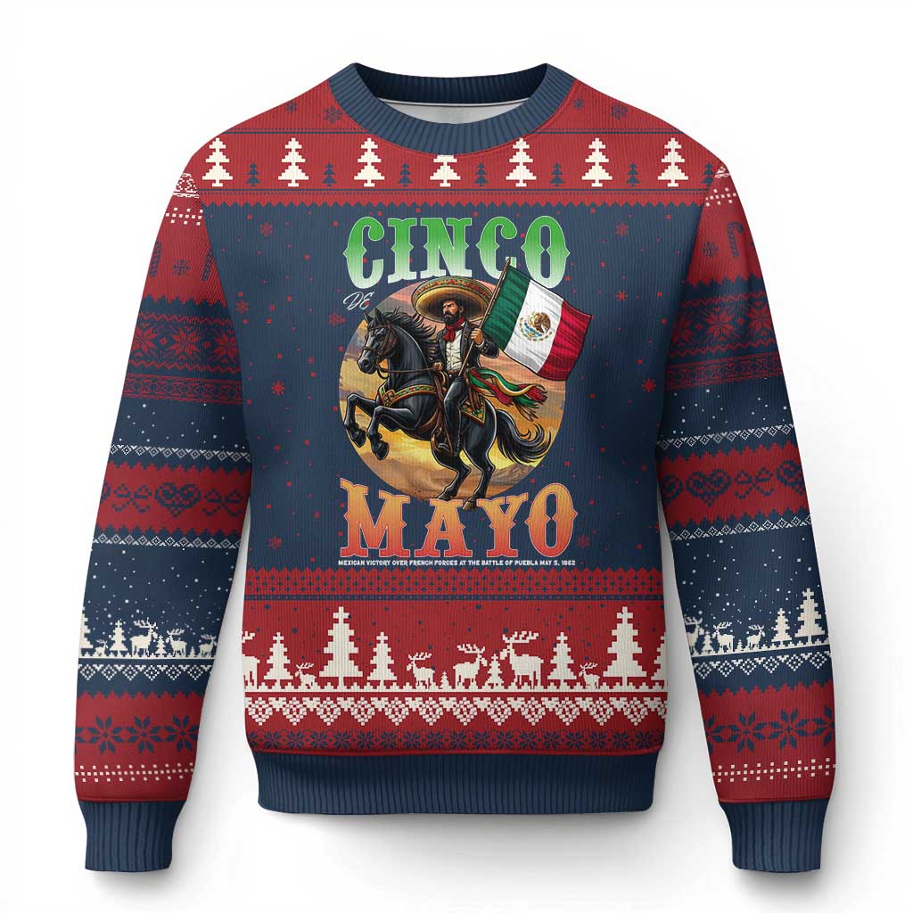 Cinco De Mayo Battle Of Puebla Ugly Christmas Sweater Mexican Victory Heritage Pride TS12 Navy Red Print Your Wear