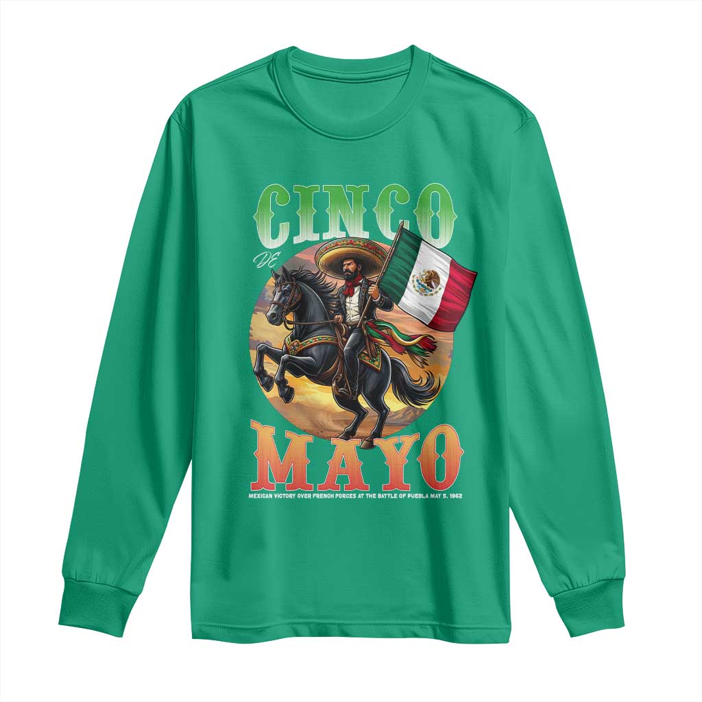 Cinco De Mayo Battle Of Puebla Long Sleeve Shirt Mexican Victory Heritage Pride TS12 Irish Green Print Your Wear