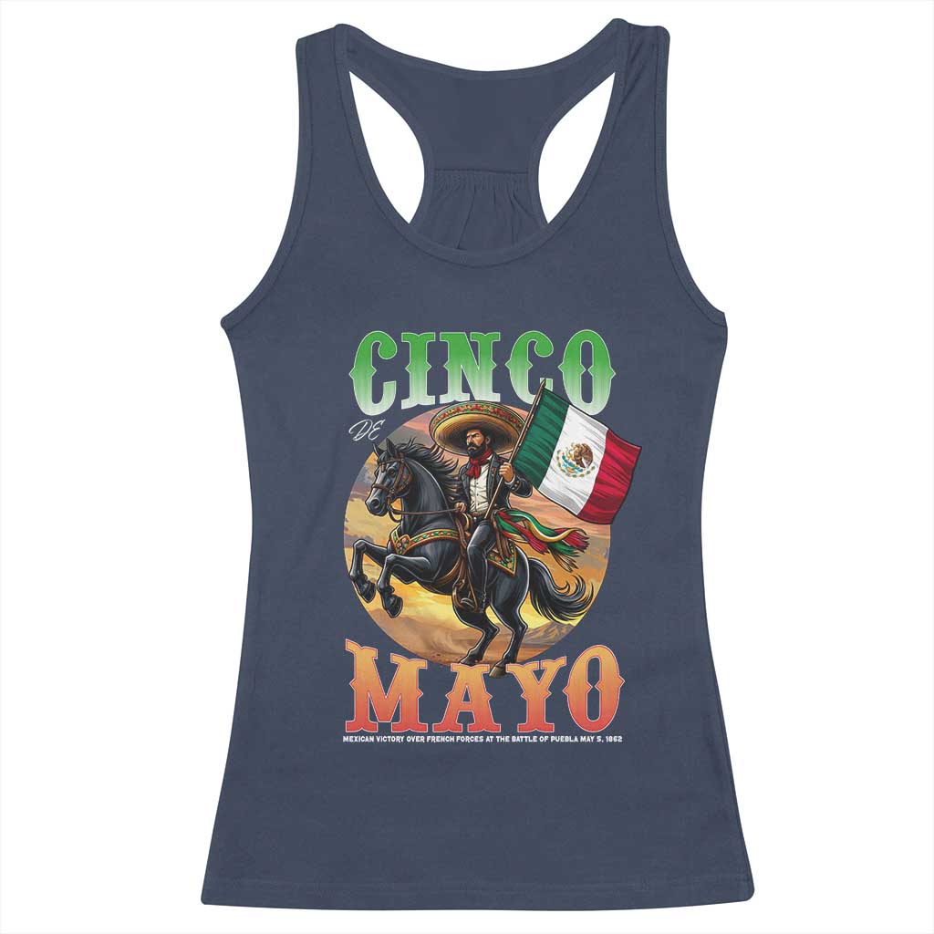 Cinco De Mayo Battle Of Puebla Racerback Tank Top Mexican Victory Heritage Pride TS12 Navy Print Your Wear