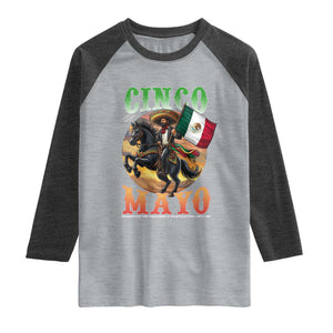 Cinco De Mayo Battle Of Puebla Raglan Shirt Mexican Victory Heritage Pride TS12 Heather Gray Heather Charcoal Print Your Wear