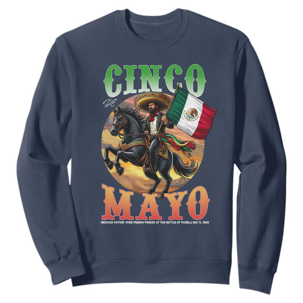Cinco De Mayo Battle Of Puebla Sweatshirt Mexican Victory Heritage Pride TS12 Navy Print Your Wear