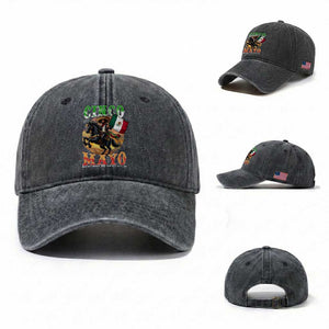 Cinco De Mayo Battle Of Puebla Washed Cotton Baseball Cap Mexican Victory Heritage Pride TS12 Washed Cap Universal Fit Dark Gray Print Your Wear
