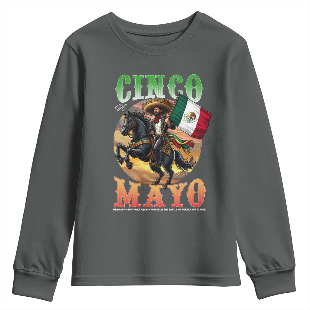 Cinco De Mayo Battle Of Puebla Youth Sweatshirt Mexican Victory Heritage Pride TS12 Dark Heather Print Your Wear
