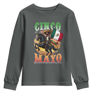 Cinco De Mayo Battle Of Puebla Youth Sweatshirt Mexican Victory Heritage Pride TS12 Dark Heather Print Your Wear