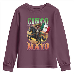 Cinco De Mayo Battle Of Puebla Youth Sweatshirt Mexican Victory Heritage Pride TS12 Maroon Print Your Wear