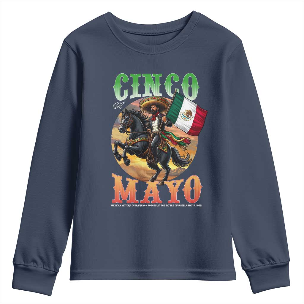 Cinco De Mayo Battle Of Puebla Youth Sweatshirt Mexican Victory Heritage Pride TS12 Navy Print Your Wear