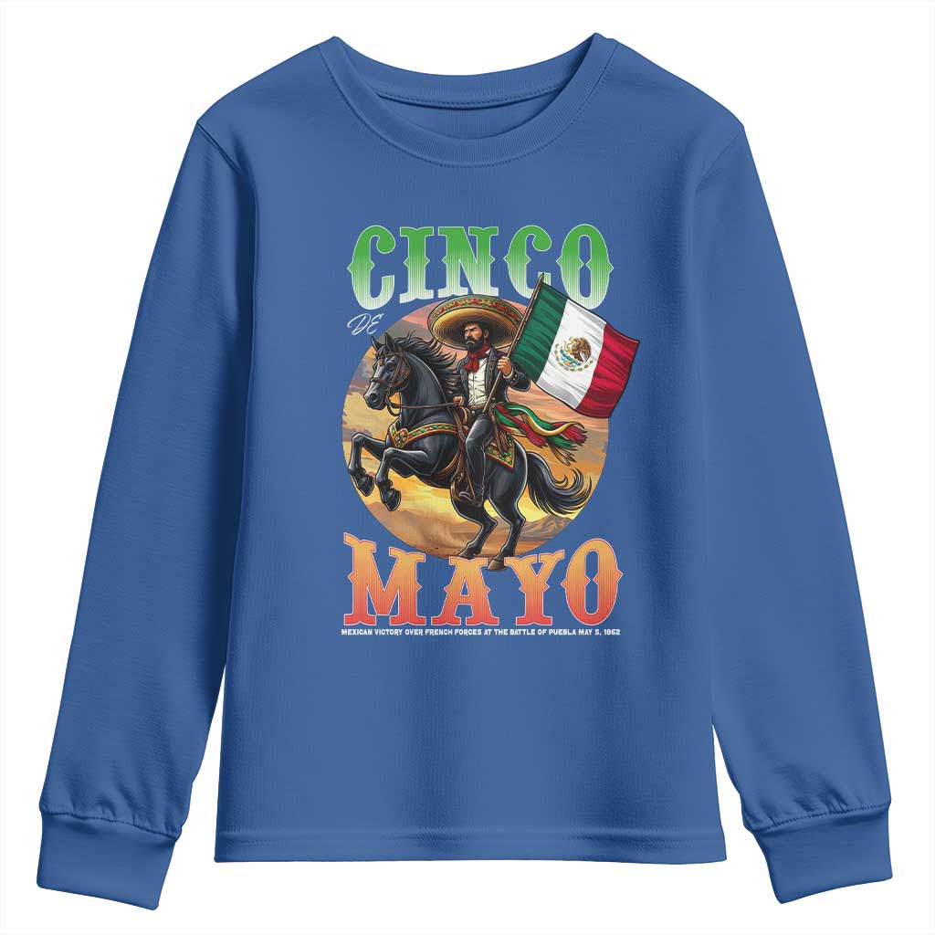 Cinco De Mayo Battle Of Puebla Youth Sweatshirt Mexican Victory Heritage Pride TS12 Royal Blue Print Your Wear