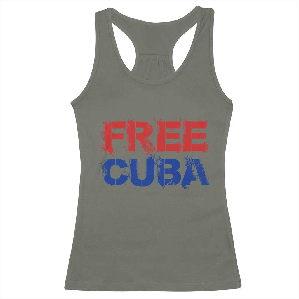 Free Cuba Racerback Tank Top Stand With Cuban People Gift TS12 Military Green Print Your Wear