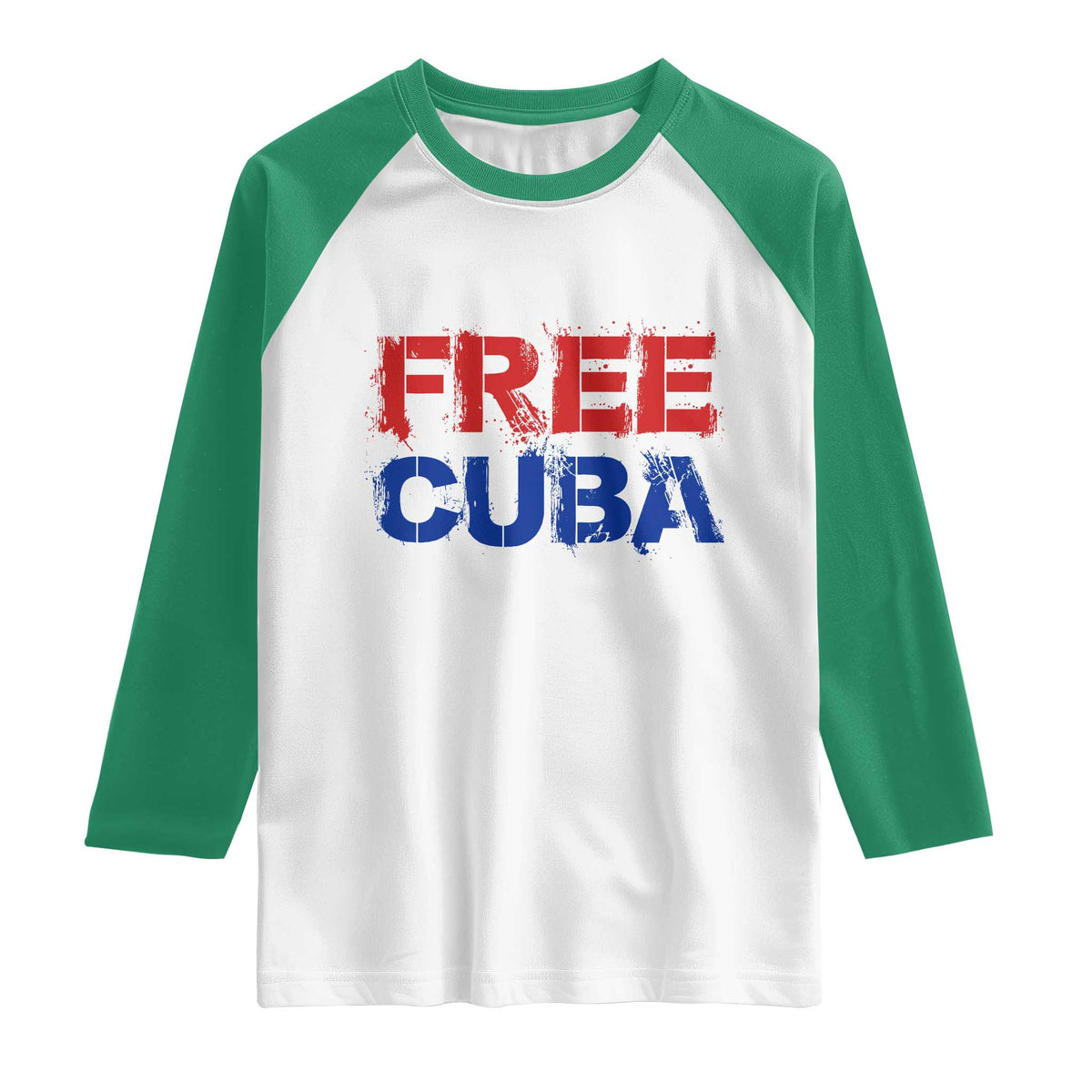Free Cuba Raglan Shirt Stand With Cuban People Gift TS12 White Kelly Green Print Your Wear
