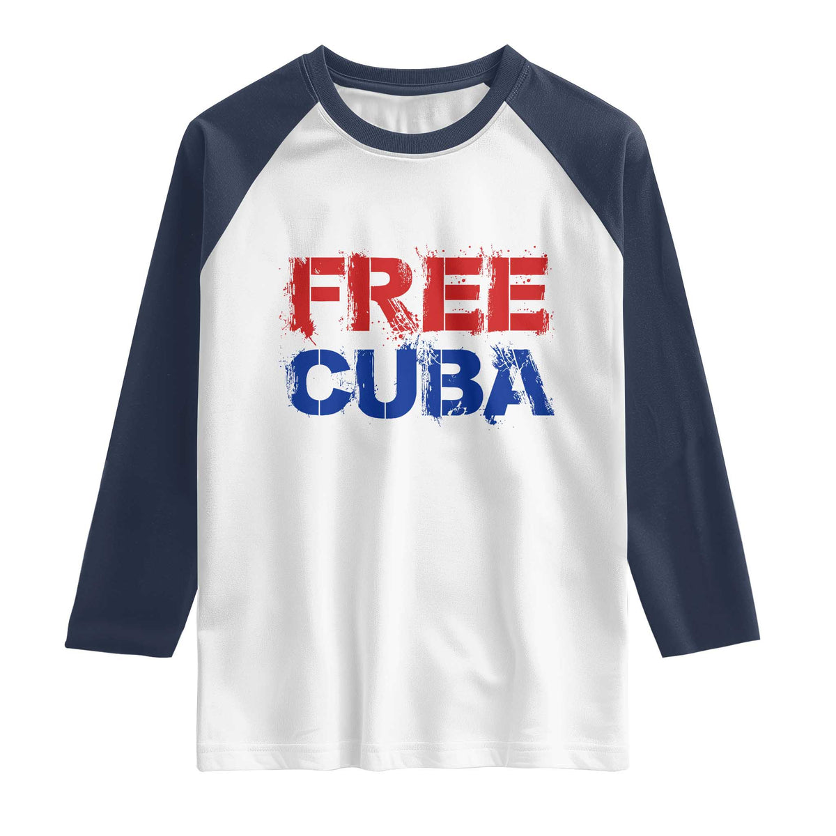 Free Cuba Raglan Shirt Stand With Cuban People Gift TS12 White Navy Print Your Wear