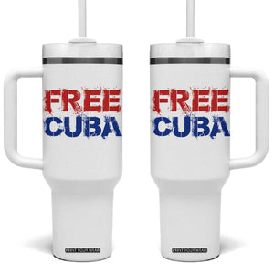 Free Cuba Tumbler With Handle Stand With Cuban People Gift TS12 One Size: 40 oz White Print Your Wear