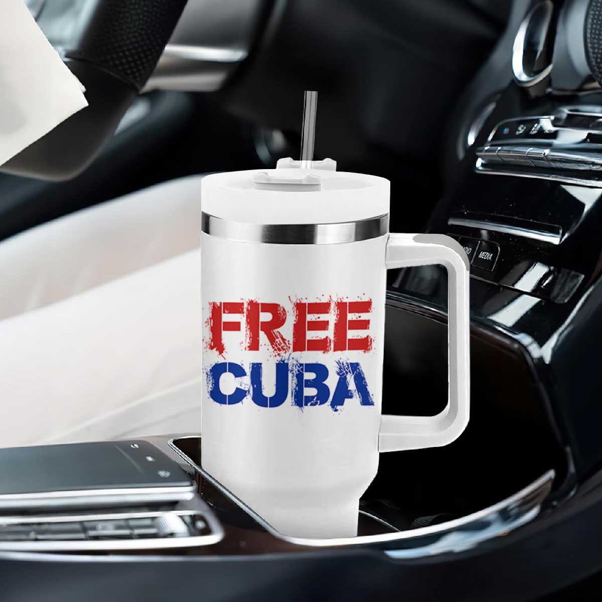 Free Cuba Tumbler With Handle Stand With Cuban People Gift TS12 Print Your Wear