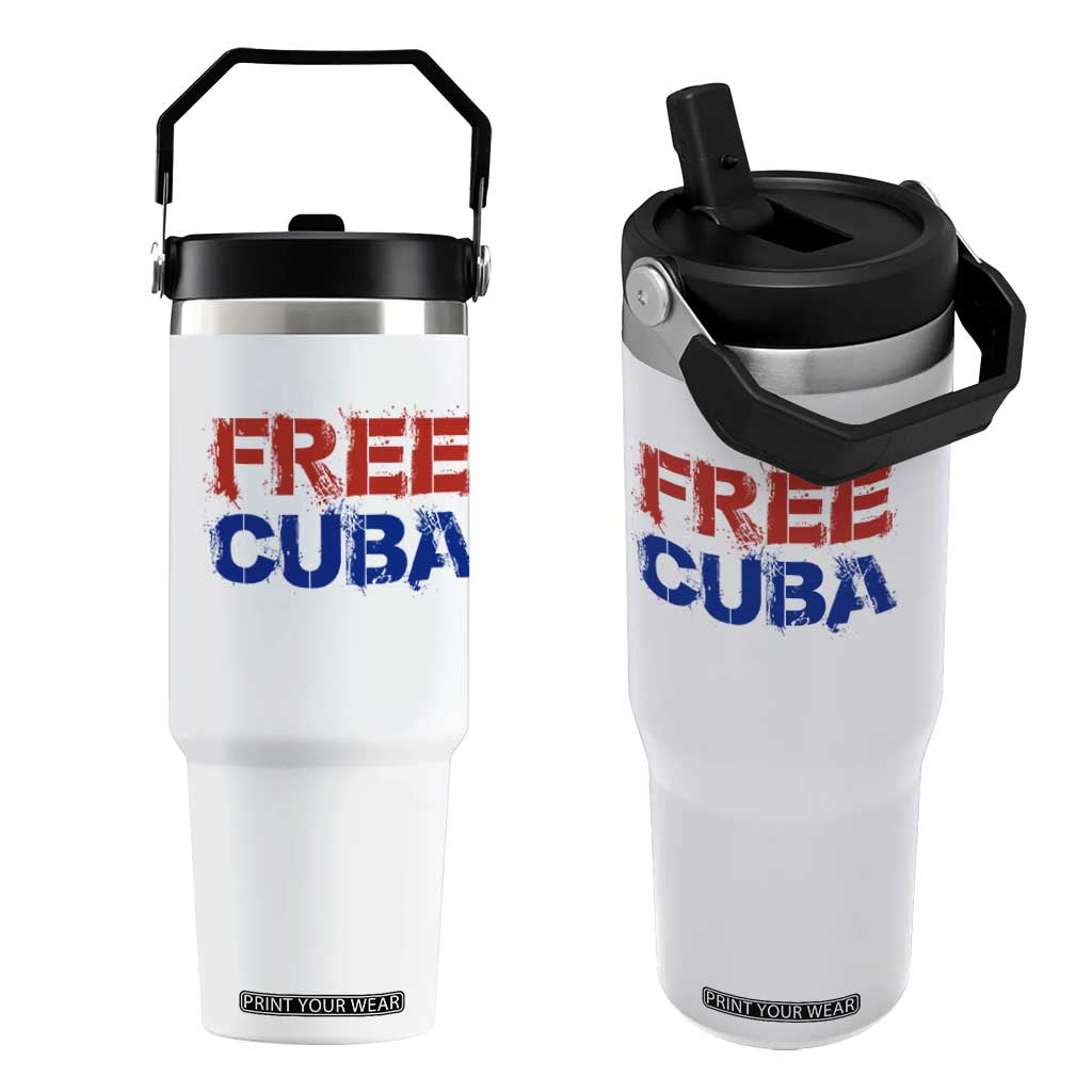 Free Cuba Flip Straw Tumbler Stand With Cuban People Gift TS12 One Size: 30 oz White Print Your Wear