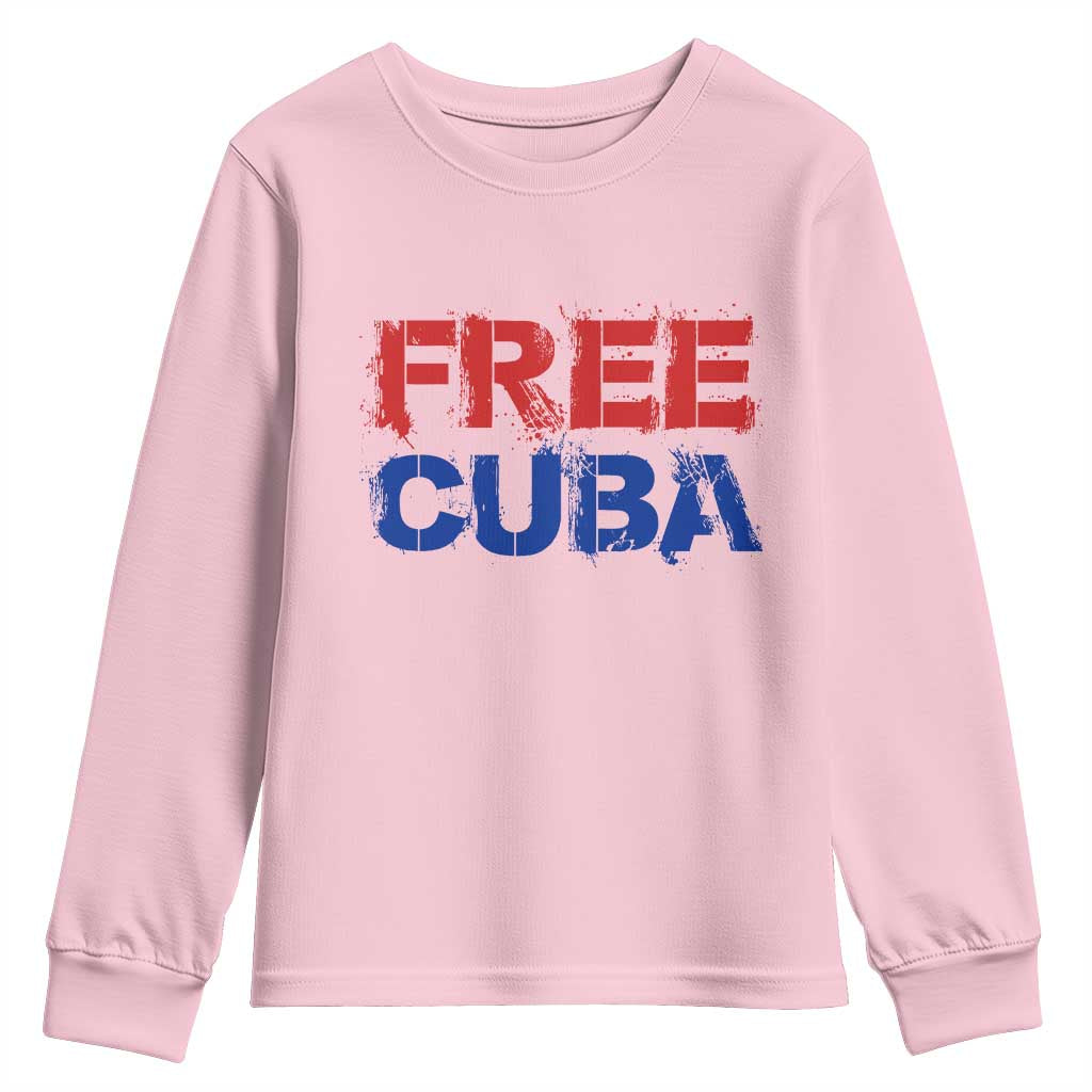 Free Cuba Youth Sweatshirt Stand With Cuban People Gift TS12 Light Pink Print Your Wear