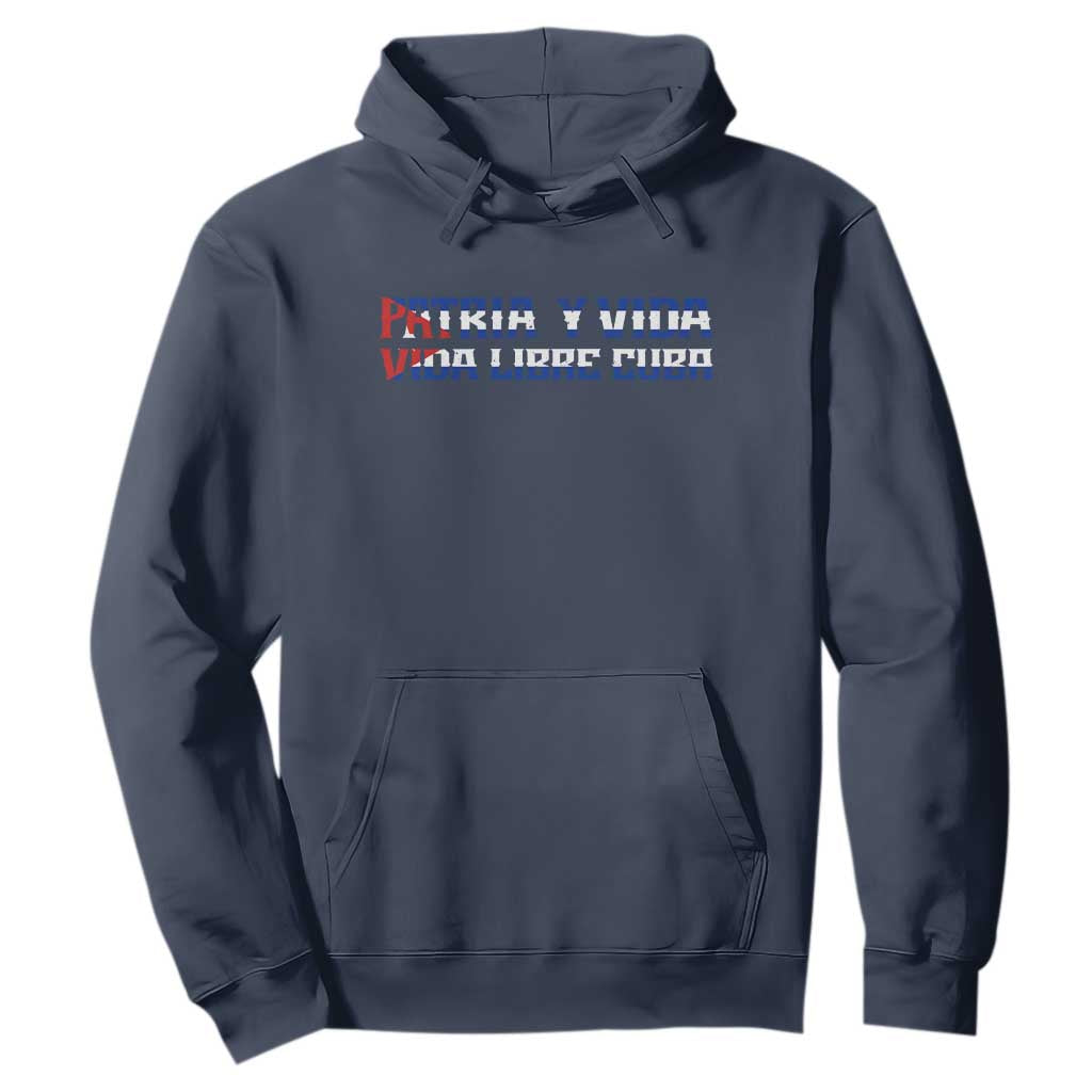 Viva Cuba Libre Hoodie Cuban Freedom Movement TS12 Navy Print Your Wear