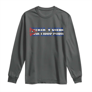 Viva Cuba Libre Long Sleeve Shirt Cuban Freedom Movement TS12 Dark Heather Print Your Wear