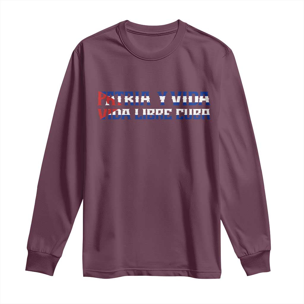 Viva Cuba Libre Long Sleeve Shirt Cuban Freedom Movement TS12 Maroon Print Your Wear