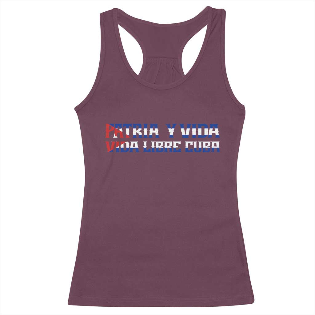 Viva Cuba Libre Racerback Tank Top Cuban Freedom Movement TS12 Maroon Print Your Wear