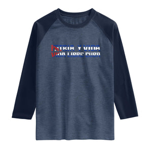 Viva Cuba Libre Raglan Shirt Cuban Freedom Movement TS12 Heather Denim Navy Print Your Wear