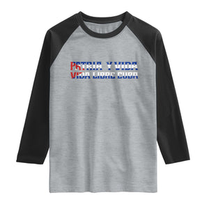 Viva Cuba Libre Raglan Shirt Cuban Freedom Movement TS12 Heather Gray Black Print Your Wear