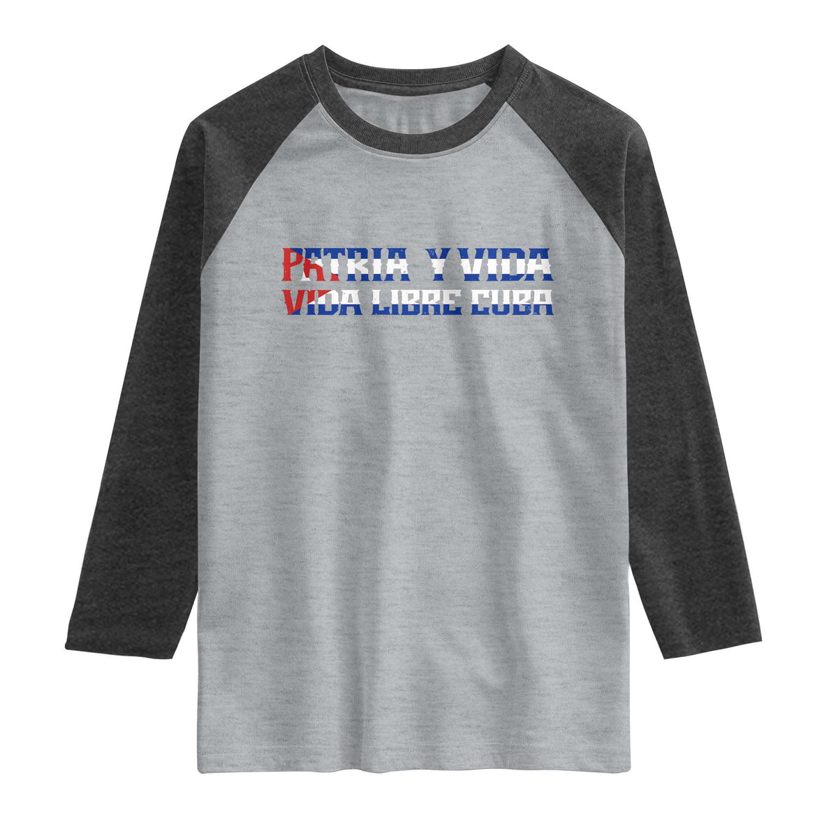 Viva Cuba Libre Raglan Shirt Cuban Freedom Movement TS12 Heather Gray Heather Charcoal Print Your Wear