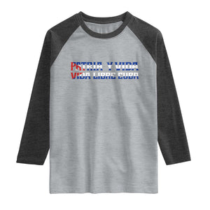 Viva Cuba Libre Raglan Shirt Cuban Freedom Movement TS12 Heather Gray Heather Charcoal Print Your Wear