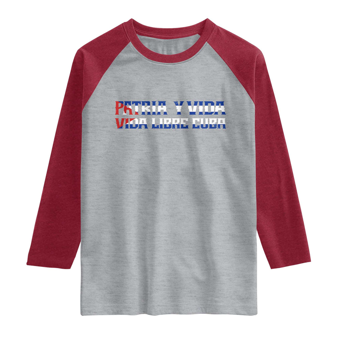 Viva Cuba Libre Raglan Shirt Cuban Freedom Movement TS12 Heather Gray Heather Red Print Your Wear