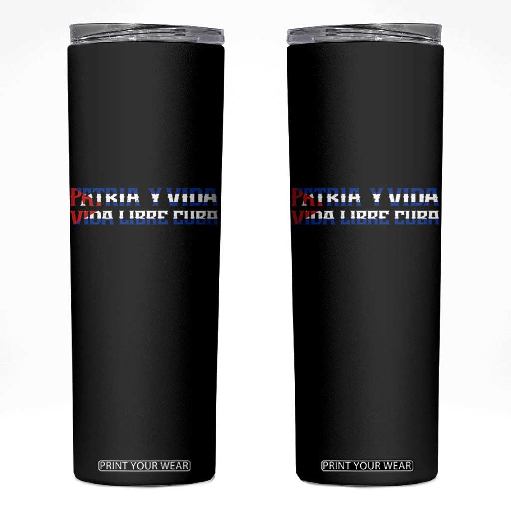 Viva Cuba Libre Skinny Tumbler Cuban Freedom Movement TS12 Black Print Your Wear