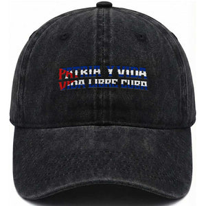 Viva Cuba Libre Washed Cotton Baseball Cap Cuban Freedom Movement TS12 Washed Cap Universal Fit Black Print Your Wear