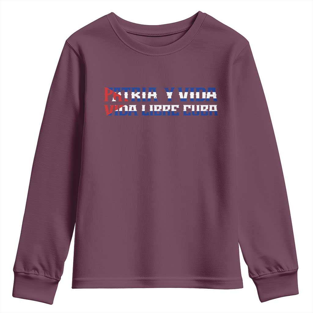 Viva Cuba Libre Youth Sweatshirt Cuban Freedom Movement TS12 Maroon Print Your Wear