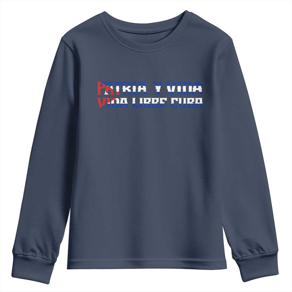 Viva Cuba Libre Youth Sweatshirt Cuban Freedom Movement TS12 Navy Print Your Wear
