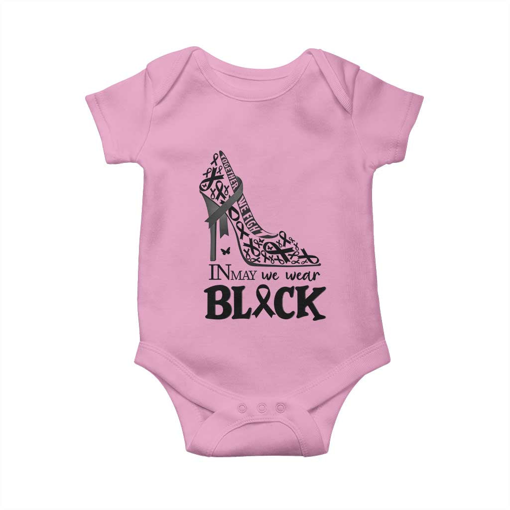 In May We Wear Black Baby Onesie Skin Cancer Support Gift For Her TS12 Light Pink Print Your Wear